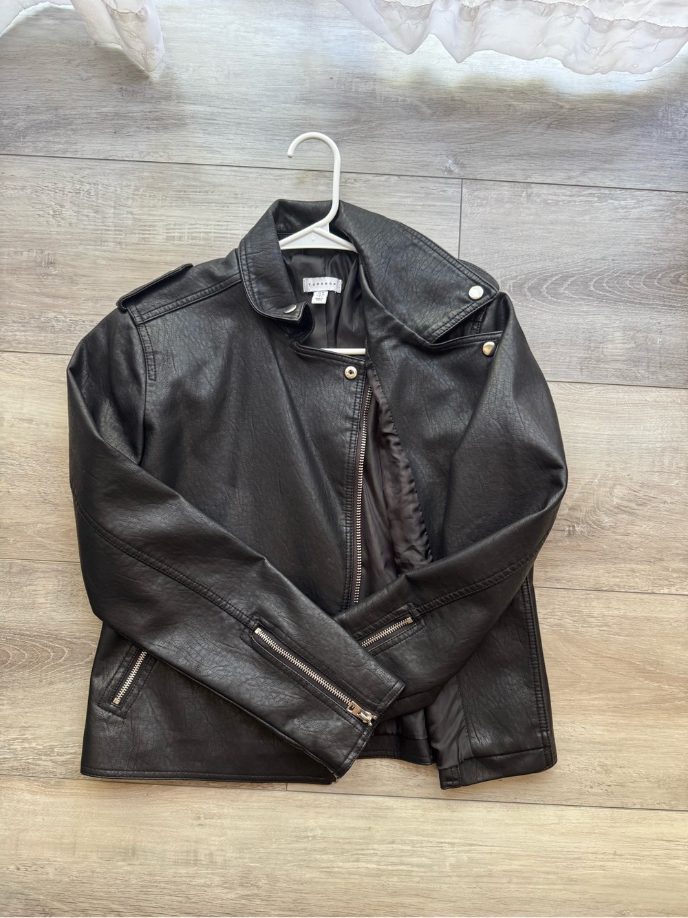 Topshop Black Faux Leather Moto Jacket